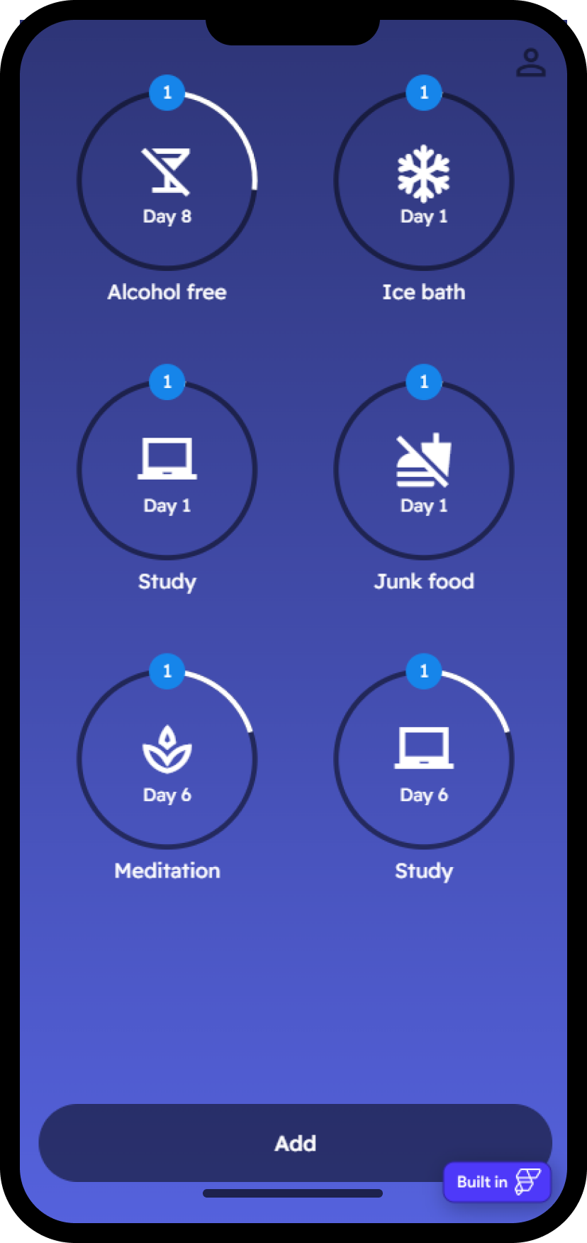 App home with challenges